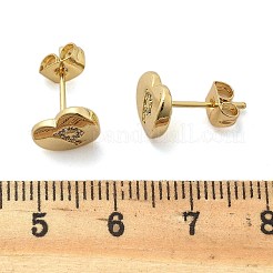 ラックメッキ真鍮マイクロパヴェクリアキュービックジルコニアスタッドピアス  ハート  文字p  8.5x9.5mm&nbsp;EJEW-K299-01G-P