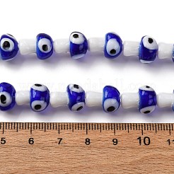 手作りナザールボンジュウランプワークビーズ連売り  キノコ  ダークブルー  13x10mm  穴：1.6mm  約25個/連  11.81''（30センチメートル）&nbsp;LAMP-S069-01A-03