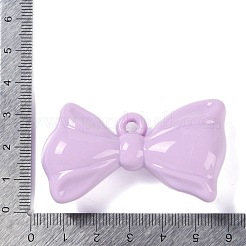 スプレー塗装された不透明アクリルの大きなペンダント  蝶結び  プラム  31x56x16mm  穴：3.5mm&nbsp;SACR-Z003-02C
