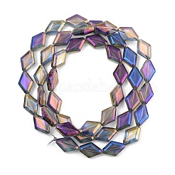 電気メッキガラスビーズセット  菱形  ABカラー  プラム  15x10x5mm  穴：1mm  約43個/連  25.39''（64.5センチメートル）&nbsp;EGLA-B010-01A-FR01