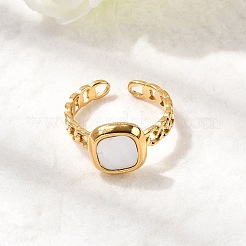 304 Stainless Steel with Shell Open Cuff Rings&nbsp;RJEW-K248-21G