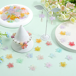 500 個不透明アクリルビーズキャップ  つや消しグラデーション  5  - 花びらの花  ミックスカラー  22x22x5mm  穴：1.3mm&nbsp;OACR-SP0001-16