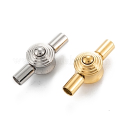 304ステンレススチール製バヨネット留め具  フラットラウンド  18KGP本金メッキ  21x8.5x9.5mm  穴：3mm&nbsp;STAS-P285-04G