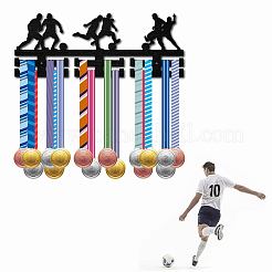 ファッションウッドメダルハンガーホルダー  2行ディスプレイウォールラック  ネジとアンカープラグ付き  サッカー  150x400mm  穴：5mm&nbsp;ODIS-WH0041-154