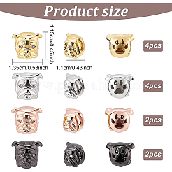 12Pcs 4 Colors Brass Micro Pave Cubic Zirconia Puppy Beads&nbsp;ZIRC-BC0001-14