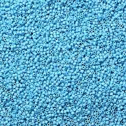 シリンダーシードビーズ  つや消し色  均一サイズ  ライトスカイブルー  2x1.3~1.5mm  穴：0.8~1mm  約888個/10g&nbsp;X-SEED-H001-C16