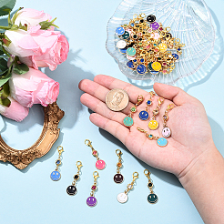 48Pcs 12 Styles Birthstone & Smiling Face Alloy Enamel Pendant Decorations&nbsp;HJEW-YW00169