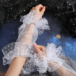 プラスチック製のアームスリーブ付きポリエステルレース生地  ホワイト  440x170x9mm&nbsp;AJEW-WH20009-45