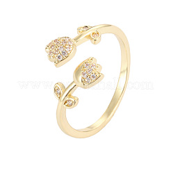 Brass Micro Pave Cubic Zirconia Cuff Open Rings for Women&nbsp;WGD019A-01