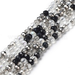 ガラスビーズ連売り  多面カット  ロンデル  ブラック  4~4.5x3.5mm  穴：1mm  約105~110個/連  38~39cm&nbsp;X-EGLA-A034-M4mm-04