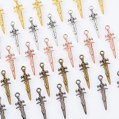 150本5色合金ペンダント  刀の形  ミックスカラー  30.5x9x3mm  穴：1.8mm  30個/カラー&nbsp;FIND-GL0001-30
