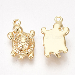 真鍮製チャーム  カメ  ニッケルフリー  18KGP本金メッキ  14.5x9x3mm  穴：1mm&nbsp;KK-S350-243