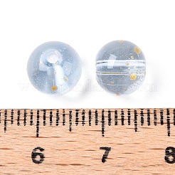 つや消しベーキングペイントガラスビーズ  黄金のグリッターパウダーで  ラウンド  ライトブルー  8~8.5mm  穴：1.4~1.6mm  約1500個/1000g&nbsp;DGLA-N005-8mm-07