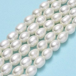 天然養殖淡水パールビーズ連売り  ライス  リネン  6.5~7.5x5~5.5mm  穴：0.5mm  約56個/連  15.75''（40センチメートル）&nbsp;PEAR-J006-17B-01