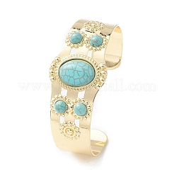 Resin Oval Beaded Open Cuff Bangle&nbsp;BJEW-F452-01B