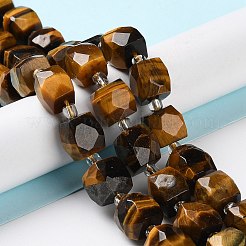 天然石タイガーアイビーズ連売り  シードビーズで  キューブ  多面カット  9.5~11x9.5~10.5x9.5~10.5mm  穴：1.2mm  約29個/連  15.35~15.67''（39~39.8センチメートル）&nbsp;G-B065-A05
