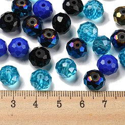 ガラスビーズ  多面カット  ロンデル  ミディアムブルー  10x8mm  穴：1mm  約67個/60g&nbsp;EGLA-A034-SM10mm-36