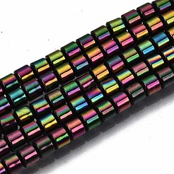 電気メッキ磁気無し合成ヘマタイトビーズ連売り  コラム  ミックスカラー  3.5x3mm  穴：1mm  約127~128個/連  15.75インチ〜15.94インチ（40cm〜40.5cm）&nbsp;G-T114-62