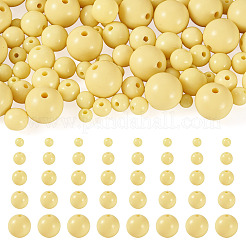 100 個 5 スタイル不透明なアクリル ビーズ  ラウンド  きいろ  6~16x5~15mm  穴：1.8~2.8mm  20個/スタイル&nbsp;MACR-TADJ0001-12D