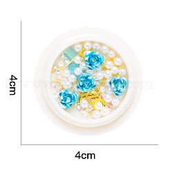 ネイルアートの装飾の付属品  樹脂と金色の真鍮のカボションとABSプラスチックの模造パールビーズとアルミニウムの花  混合図形  ミックスカラー  2~12x1~12x0.5~4mm&nbsp;MRMJ-Q087-001-M
