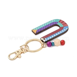 ウッドキーホルダー  染料と鉄のキーホルダー付き  U字  11.6~12.1cm&nbsp;KEYC-S256-01U