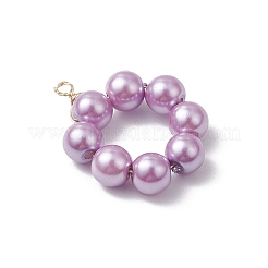 5Pcs 5 Colors Dyed Glass Pearl Round Beaded Pendants&nbsp;PALLOY-JF04162-01