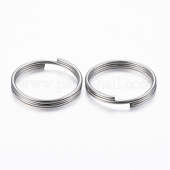変色しにくい304ステンレススチール製スプリットリング  ダブルループ丸カン  ステンレス鋼色  16x2mm  内径約14mm&nbsp;LS-STAS-H413-07P-E
