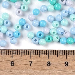 不透明なアクリルビーズ  ラウンド  ダークターコイズ  4mm  穴：1.2mm&nbsp;OACR-H118-07B-04
