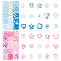 DIY アクリルビーズ ジュエリー作り ファインディングキット  パールピンク  7~10x8~11x3~7mm  穴：1.4~2mm&nbsp;DIY-YW0009-81A