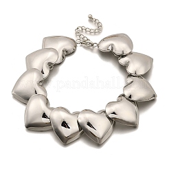 Iron 3D Heart Link Chain Choker Necklaces for Women&nbsp;NJEW-V003-02P