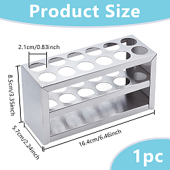 ステンレス製試験チューブディスプレイラック  ラボ用品  ステンレス鋼色  164x57x85mm  穴：21mm&nbsp;AJEW-WH0248-726B