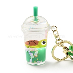 Floating Creative Cute Cartoon Liquid Filled Acrylic Cup Keychain&nbsp;KEYC-G052-02LG