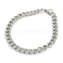 304ステンレススチールカーブチェーン/ツイストチェーンブレスレット  カニカン付き  ミックスカラー  8-1/8インチ（205mm）  7mm&nbsp;STAS-A028-B143