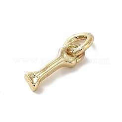金色の真鍮のチャーム  ジャンプリング付き  骨  9.5x3x1.5mm&nbsp;LS-KK-H493-01G-06