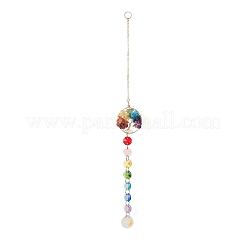 Chakra Octagon Glass Beaded Pendant Decorations&nbsp;HJEW-JM00835