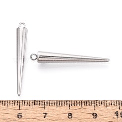 304ステンレスペンダント  スパイクコーンチャーム  ステンレス鋼色  33x5mm  穴：1.7mm&nbsp;STAS-T075-22B-P