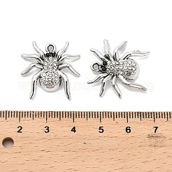 合金クリスタルラインストーンペンダント  クモのチャーム  プラチナ  22.5x22.5x5mm  穴：1.8mm&nbsp;FIND-I043-10P