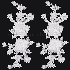 パッチにポリエステル刺し布を縫う  花  ホワイト  280x135x3.5mm&nbsp;PATC-WH20001-13