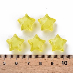 透明なアクリルビーズ  二層ビーズ  多面カット  スター  きいろ  14x15x8.5mm  穴：2mm  約518個/500g&nbsp;TACR-S152-02A-717