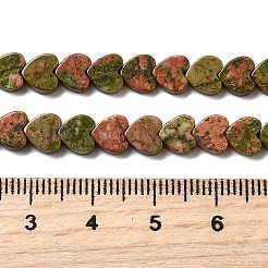 天然石ユナカイトビーズ連売り  ハート  6x6x2mm  穴：0.7mm  約65~72個/連  13.39''（34cm）〜15.35''（39cm）&nbsp;G-A272-A01-27