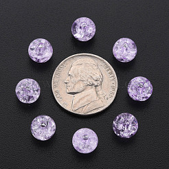 クリアクラックアクリルビーズ  ラウンド  スミレ  8x7mm  穴：1.8~2mm  約1745個/500g&nbsp;MACR-S373-66-N06