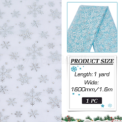 スノーフレーク柄ナイロンメッシュ生地  ドレス衣装の装飾用  アクア  160cm&nbsp;DIY-WH0581-11B