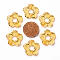 透明なアクリルビーズフレーム  花  オレンジ  19x20x3.5mm  穴：1.6mm  内径：6.5mm  約632個/500g&nbsp;TACR-S154-29B-81