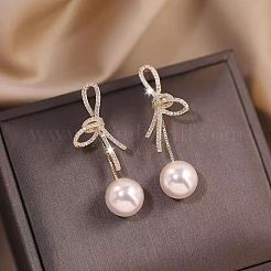Bowknot Zinc Alloy Crystal Rhinestone Dangle Stud Earrings&nbsp;FS-WGBBCF3-01