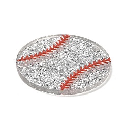 透明樹脂ペンダント  グリッターパウダー付きスポーツボールチャーム  野球  34.8x2.2mm  穴：1.6mm&nbsp;RESI-M037-02C