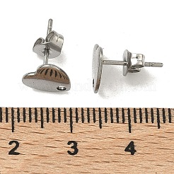 Non-Tarnish 304 Stainless Steel Heart Stud Earring Findings&nbsp;STAS-R063-37