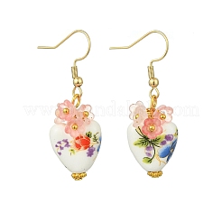 Handmade Porcelain & Acrylic Beads Dangle Earrings for Women&nbsp;EJEW-JE07329-01