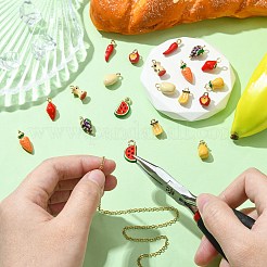 20個10スタイルアロイエナメルペンダント  野菜と果物  ライトゴールド  混合図形  10.5~18.5x7~9x3~9mm  穴：1.4~2.5mm  2個/スタイル&nbsp;FIND-CJ0003-68