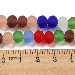 透明ガラスビーズ連売り  多面カット  艶消し  ロンデル  ミックスカラー  8mm  穴：1mm  約60~62個/連&nbsp;EGLA-A034-M8mm-63