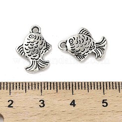 合金のチベット風チャーム  カドミウムフリー＆鉛フリー  魚  アンティークシルバー  16x12x2.5mm  穴：1.5mm  約1010個/1000g&nbsp;FIND-M047-43AS